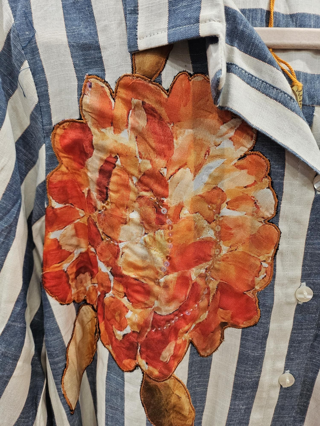 Stripe applique shirt blue