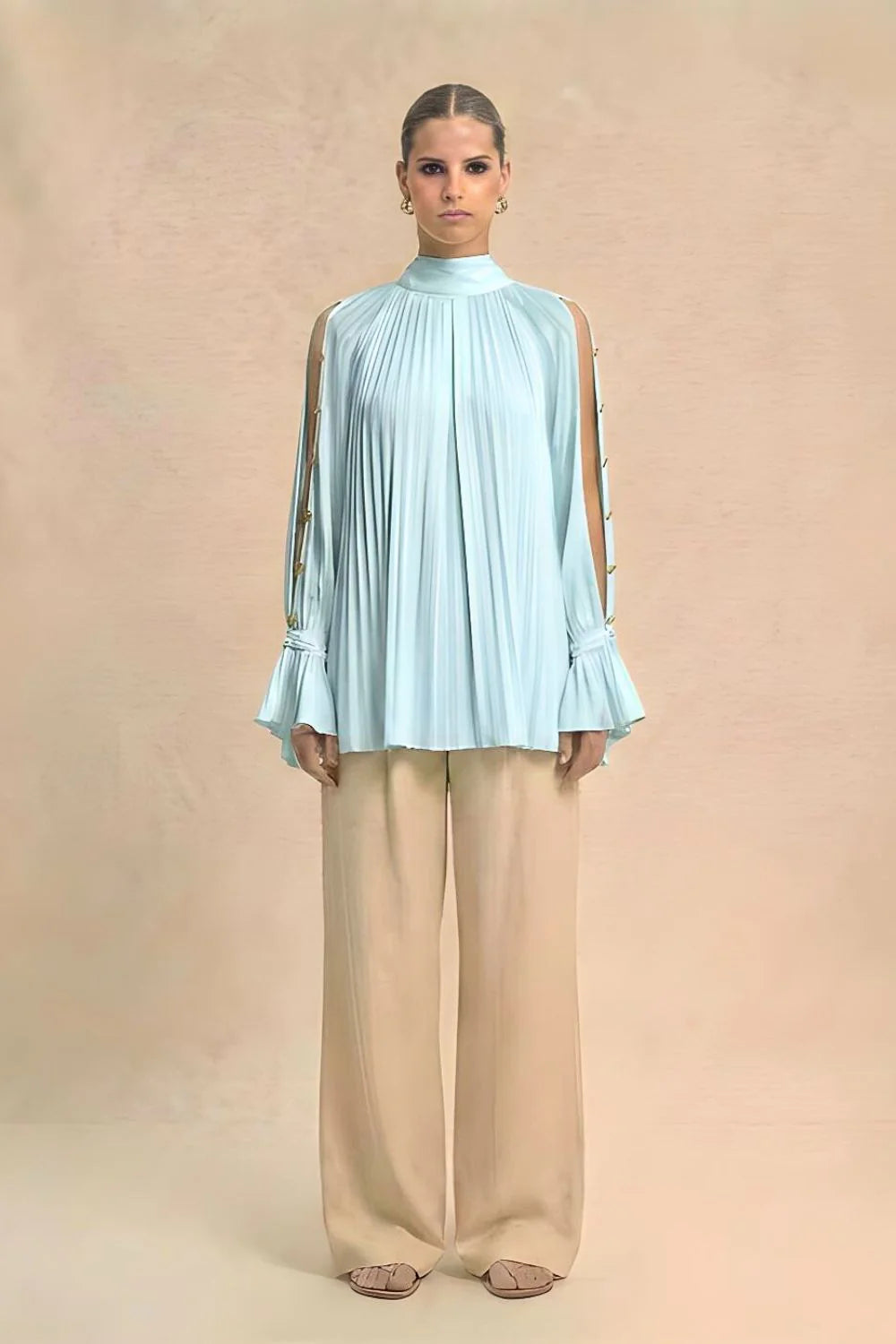 Silk shirts blue halterneck blouse