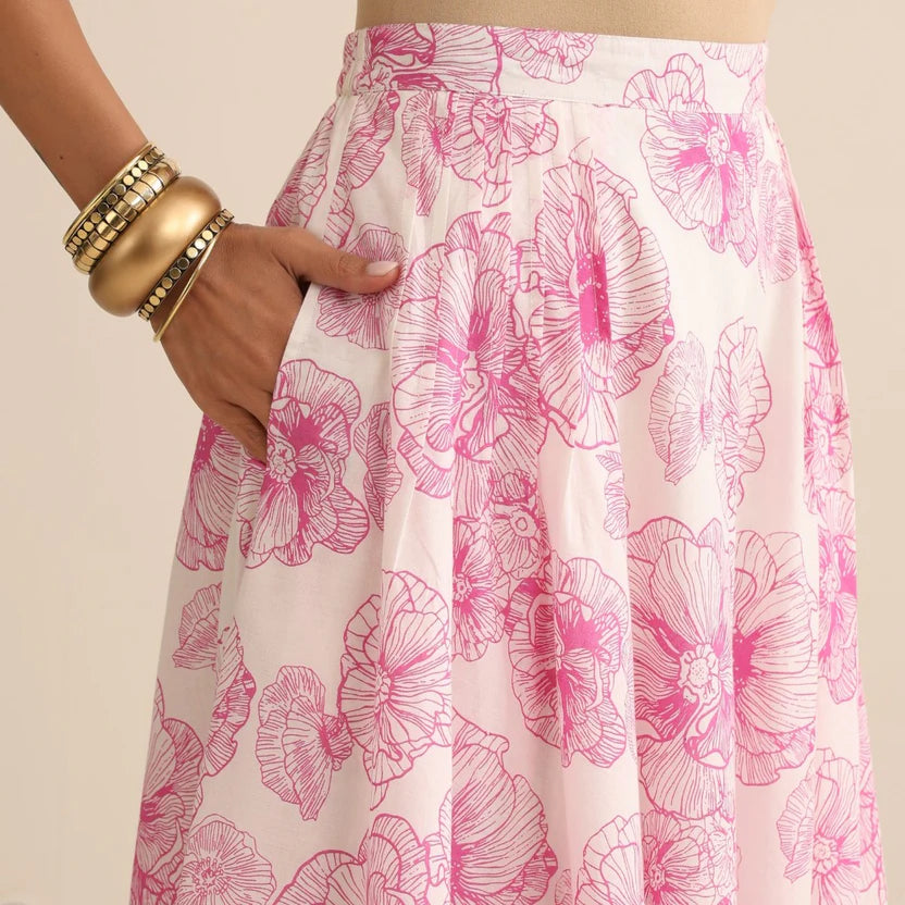 Pink floral skirt set