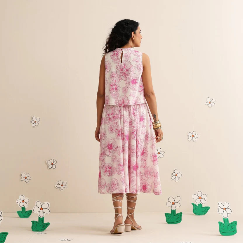 Pink floral skirt set