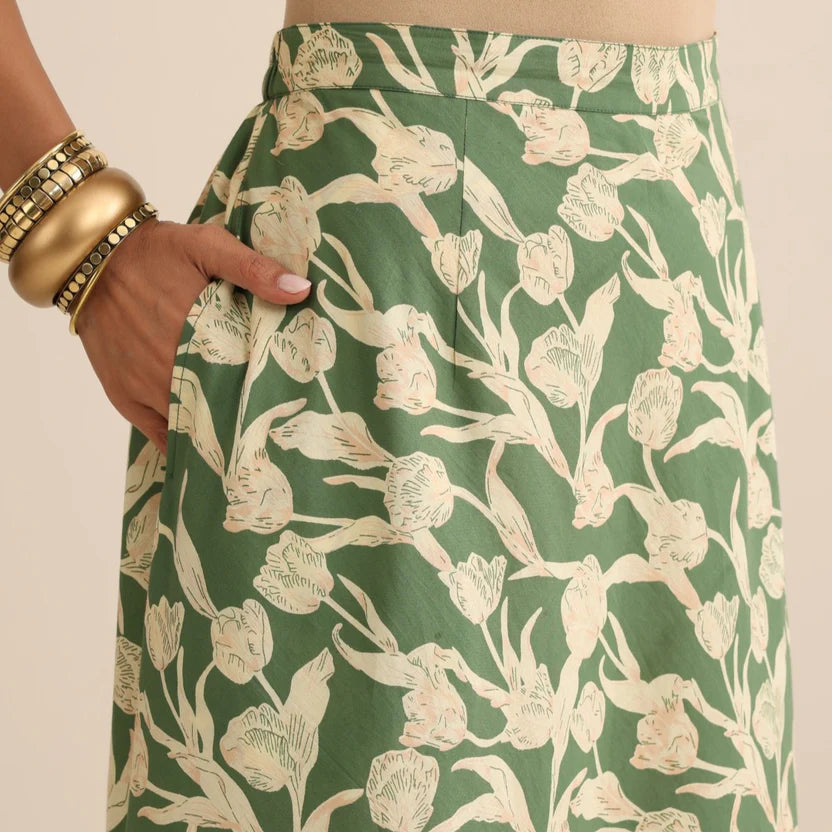 Wild green skirt set