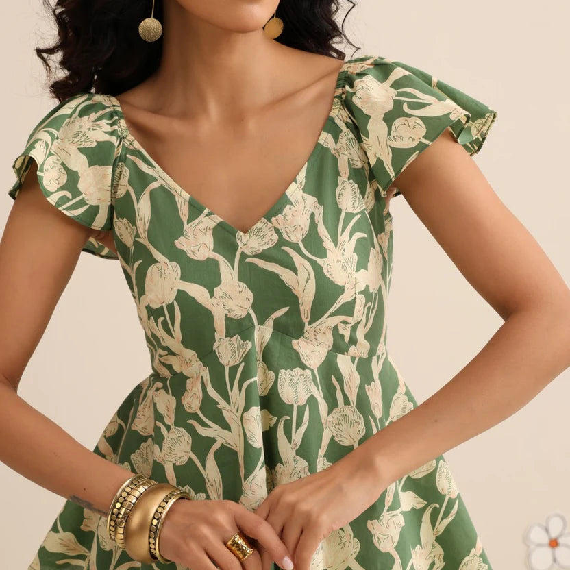 Wild green skirt set