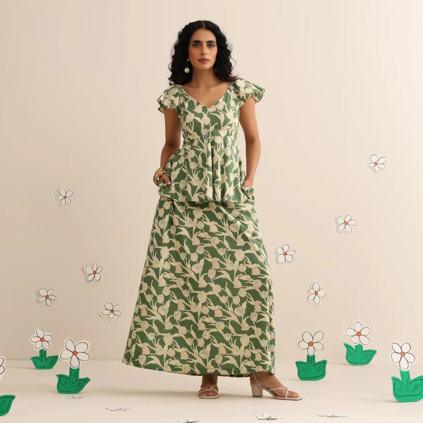 Wild green skirt set