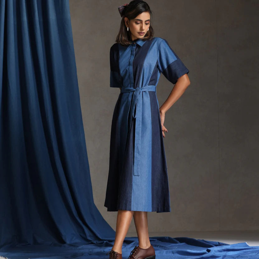 Denim patchwork dress