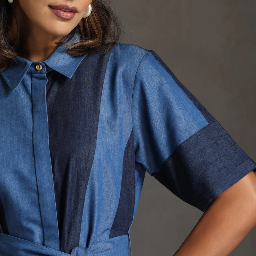 Denim patchwork dress
