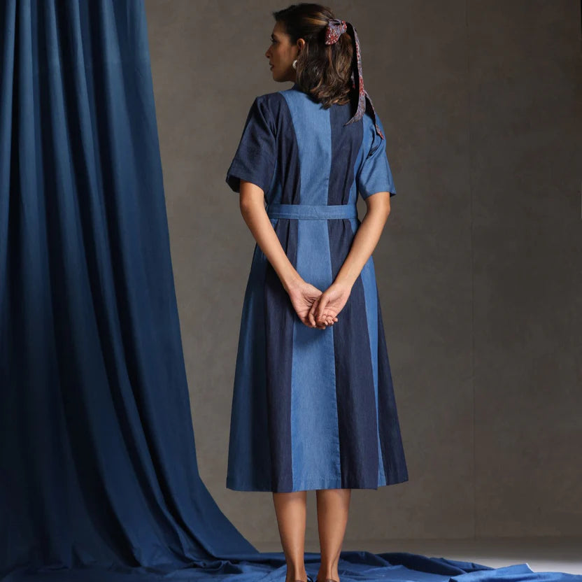 Denim patchwork dress