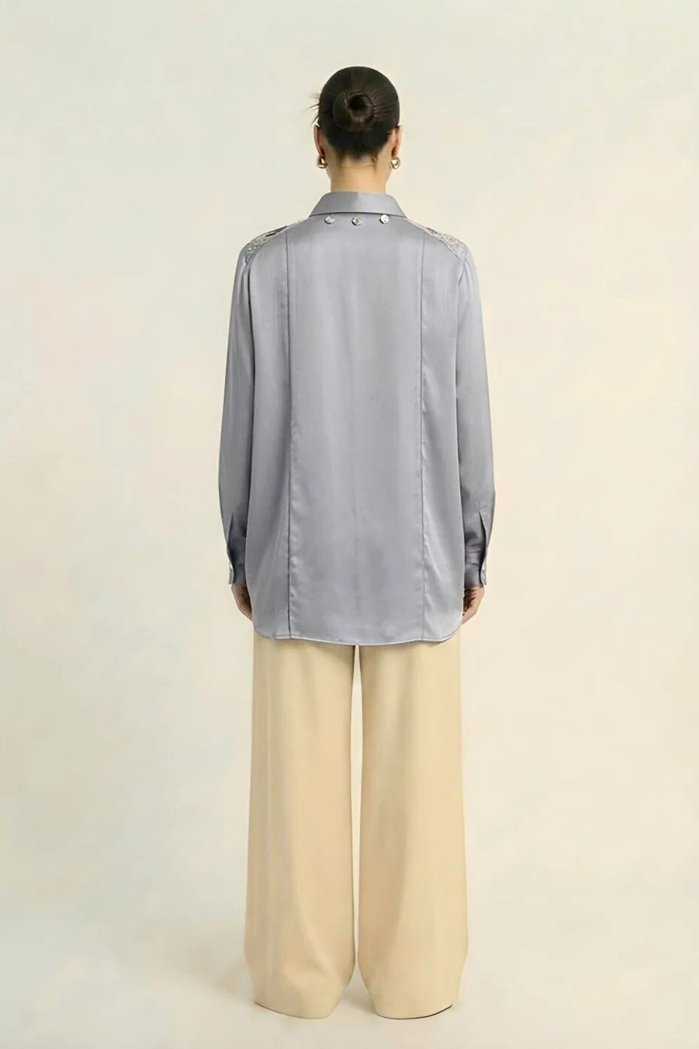 Silk grey kaftan blouse