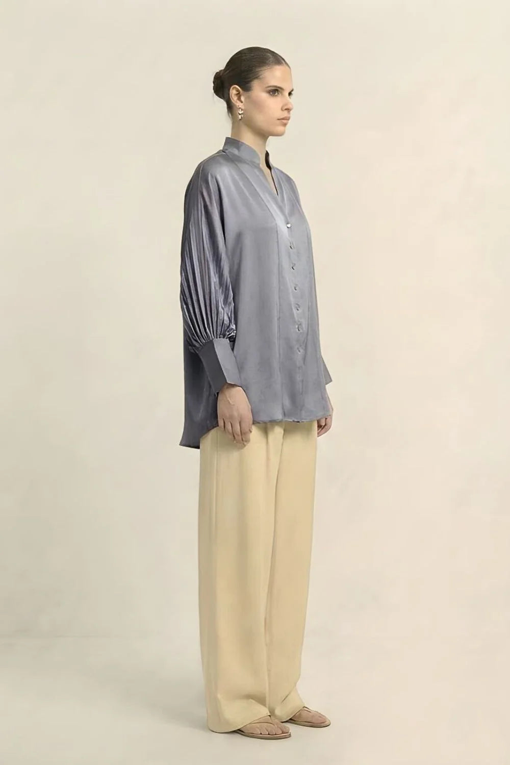 Silk grey kaftan blouse