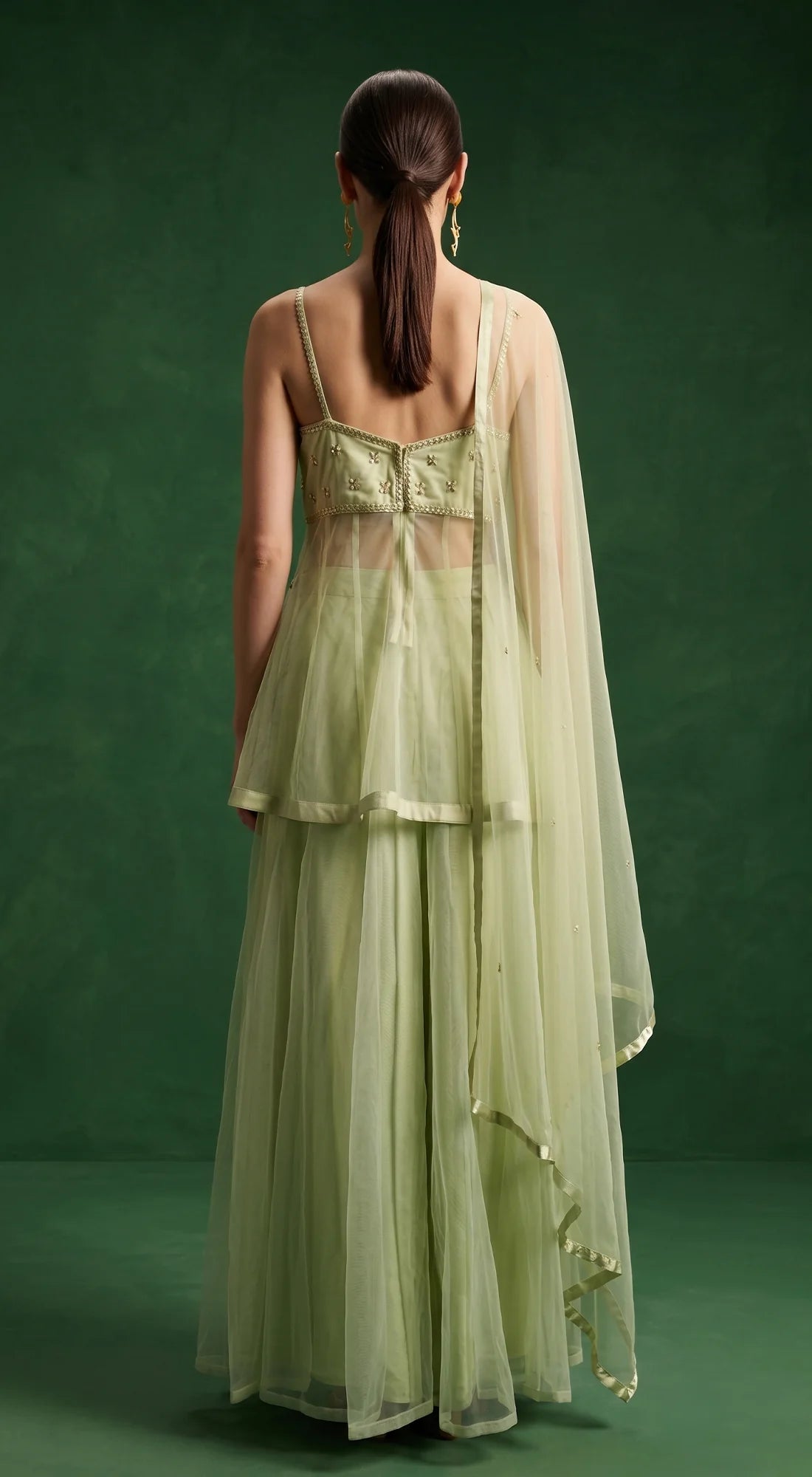Pista green sharara set