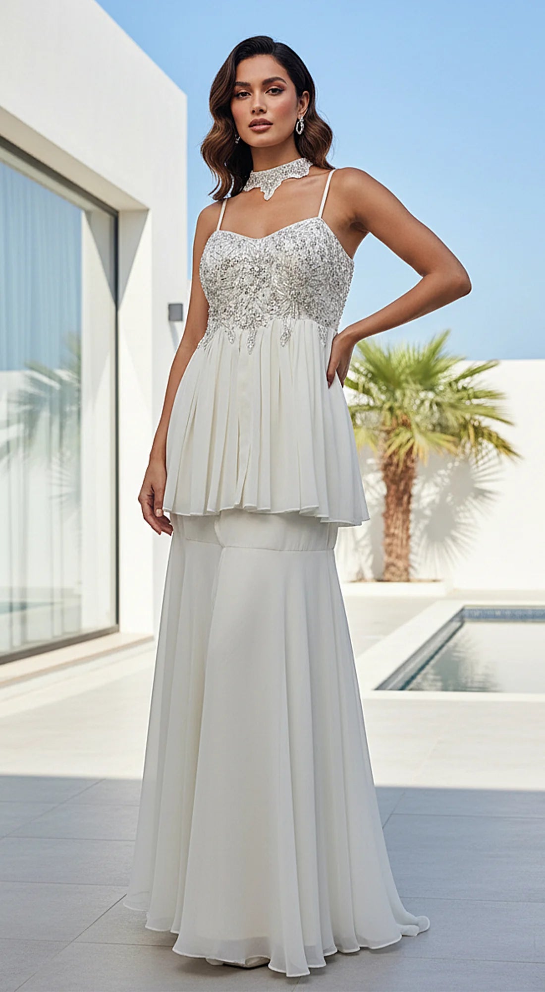 Celestia ivory sharara set