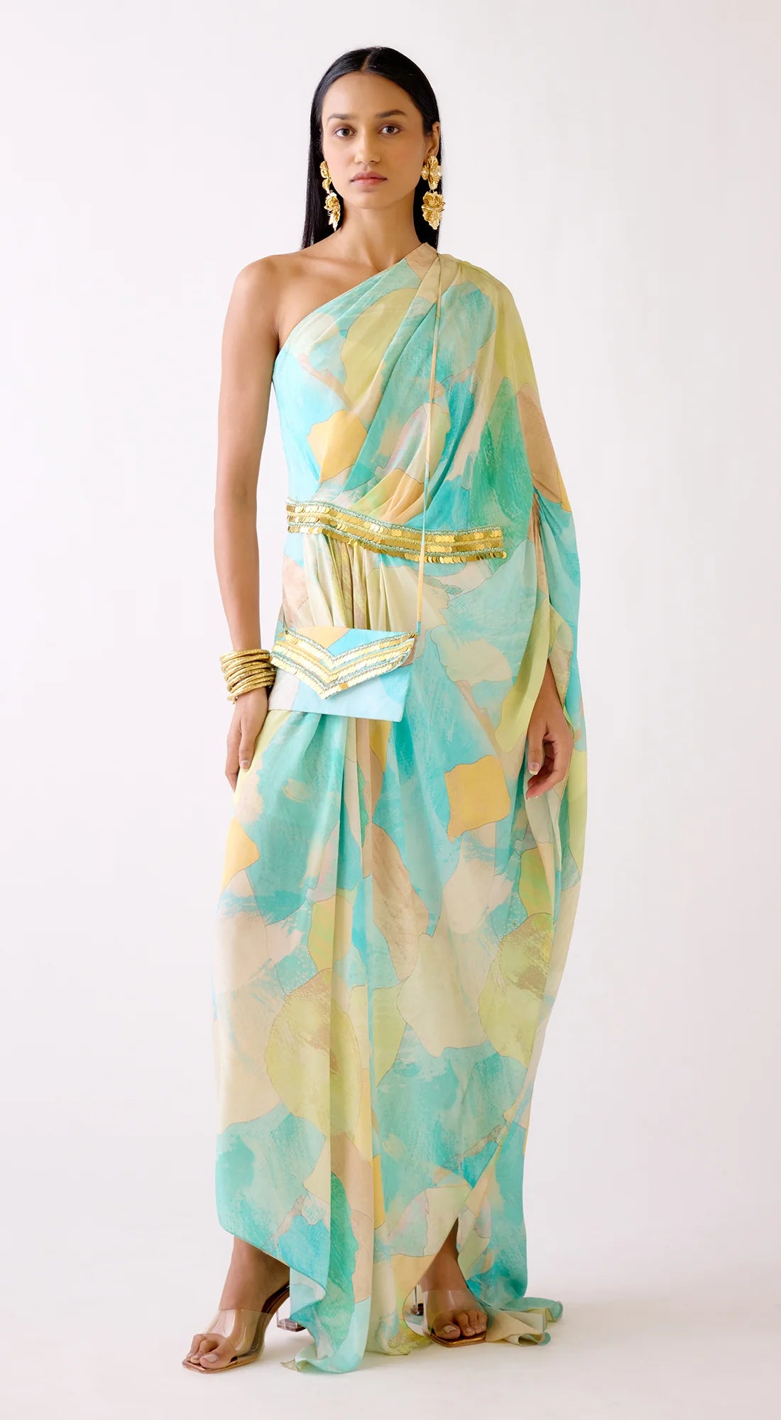 Abstract Off shoulder floral dress