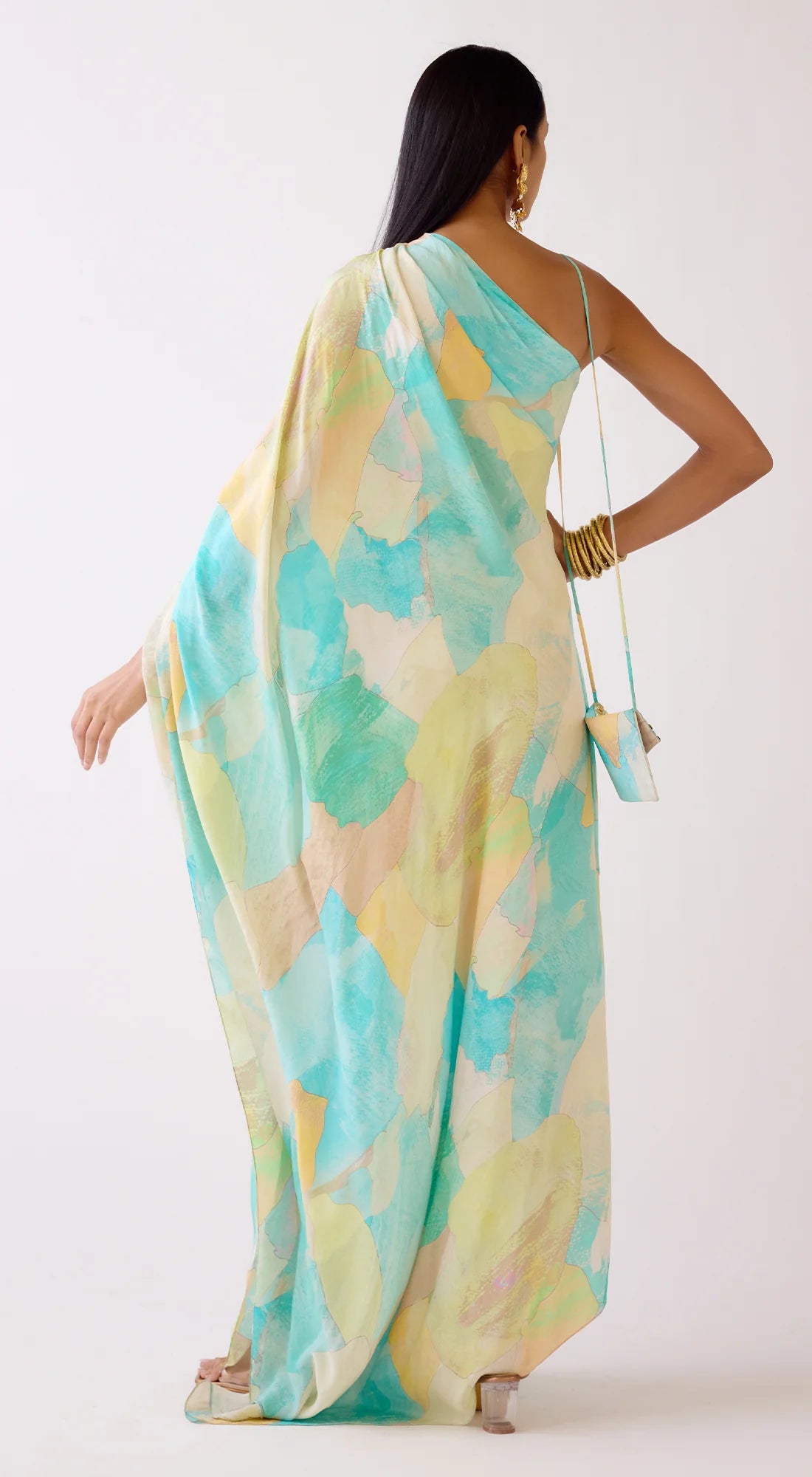 Abstract Off shoulder floral dress