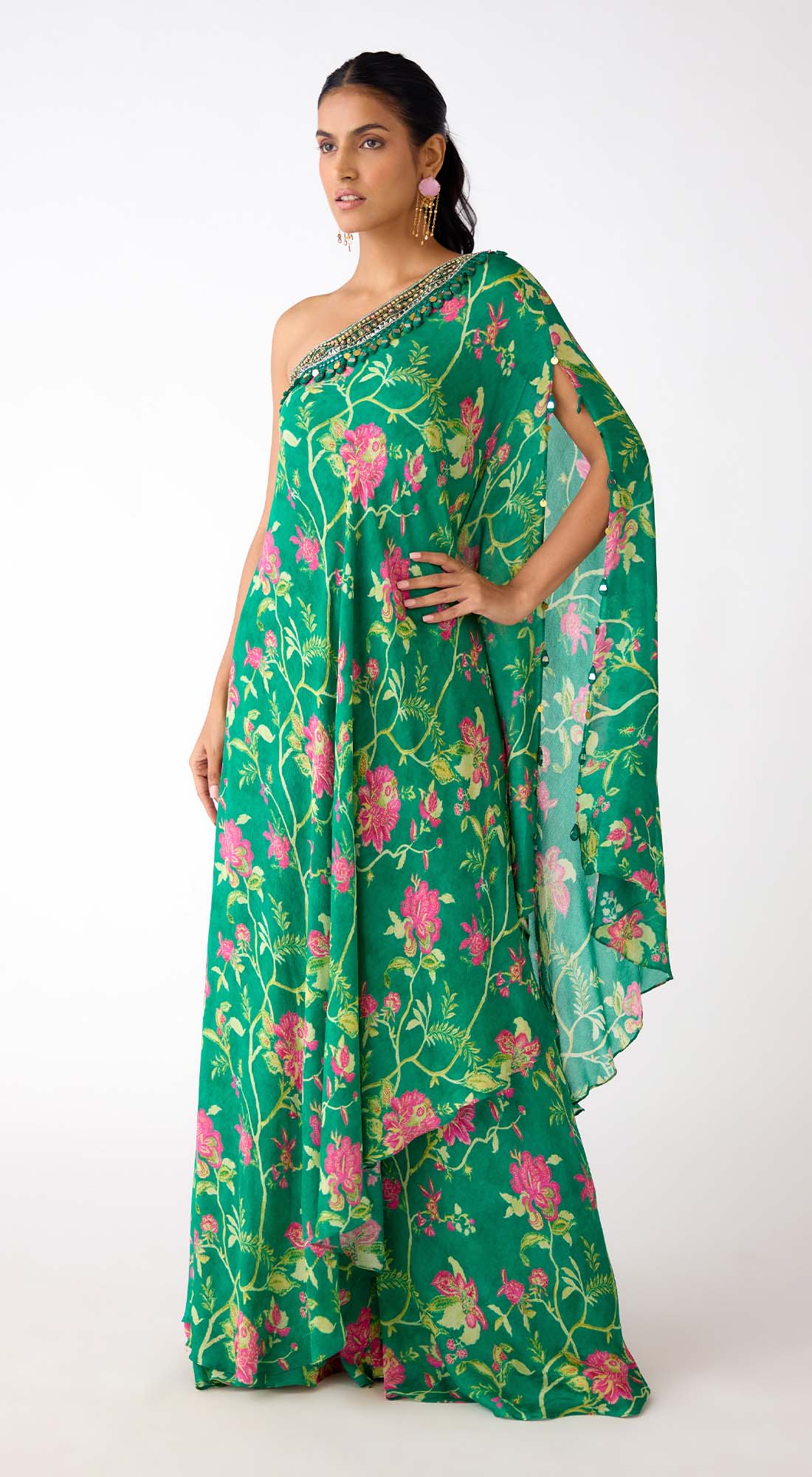 Blossom one shoulder cape set