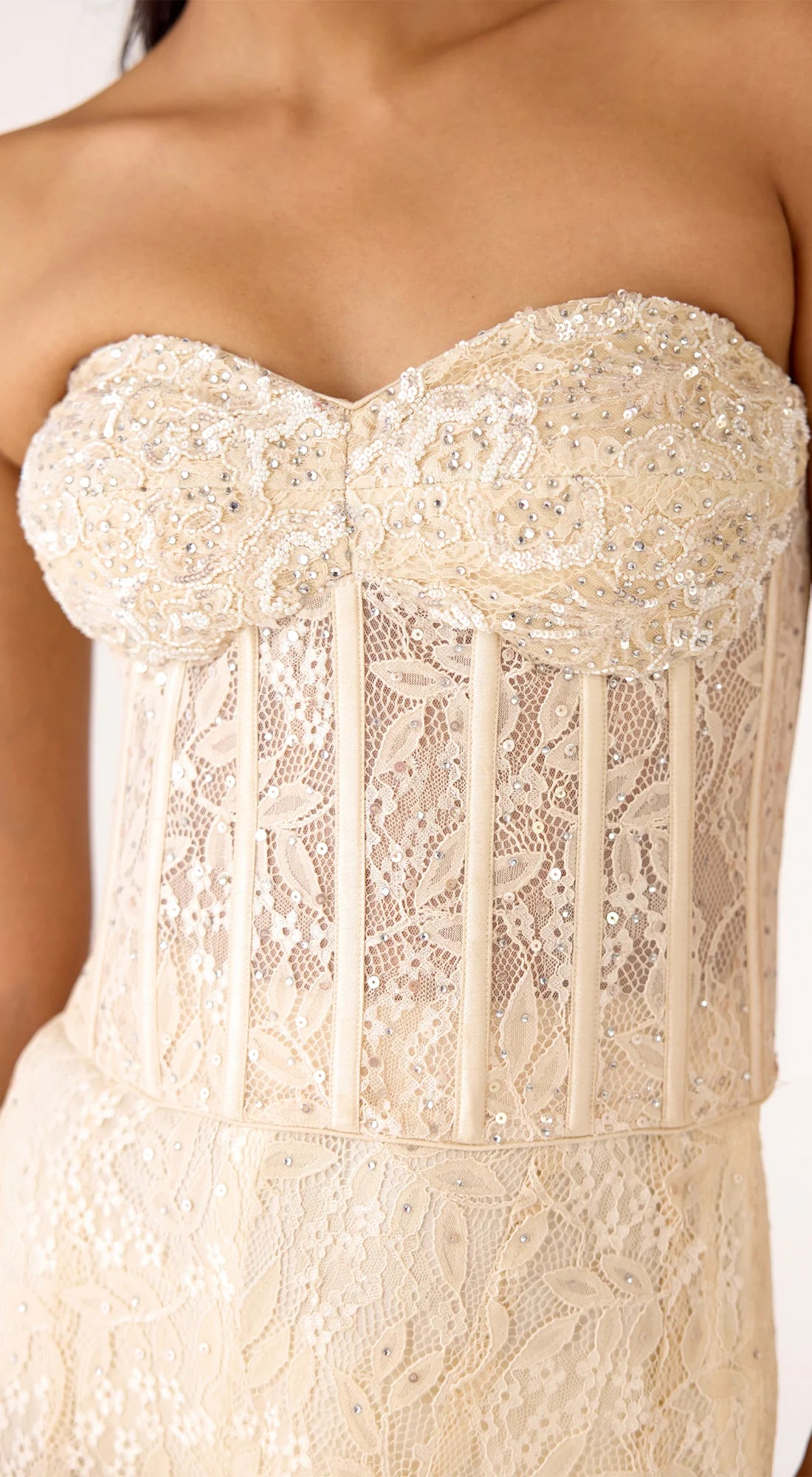 Ivory pearl corset pant set
