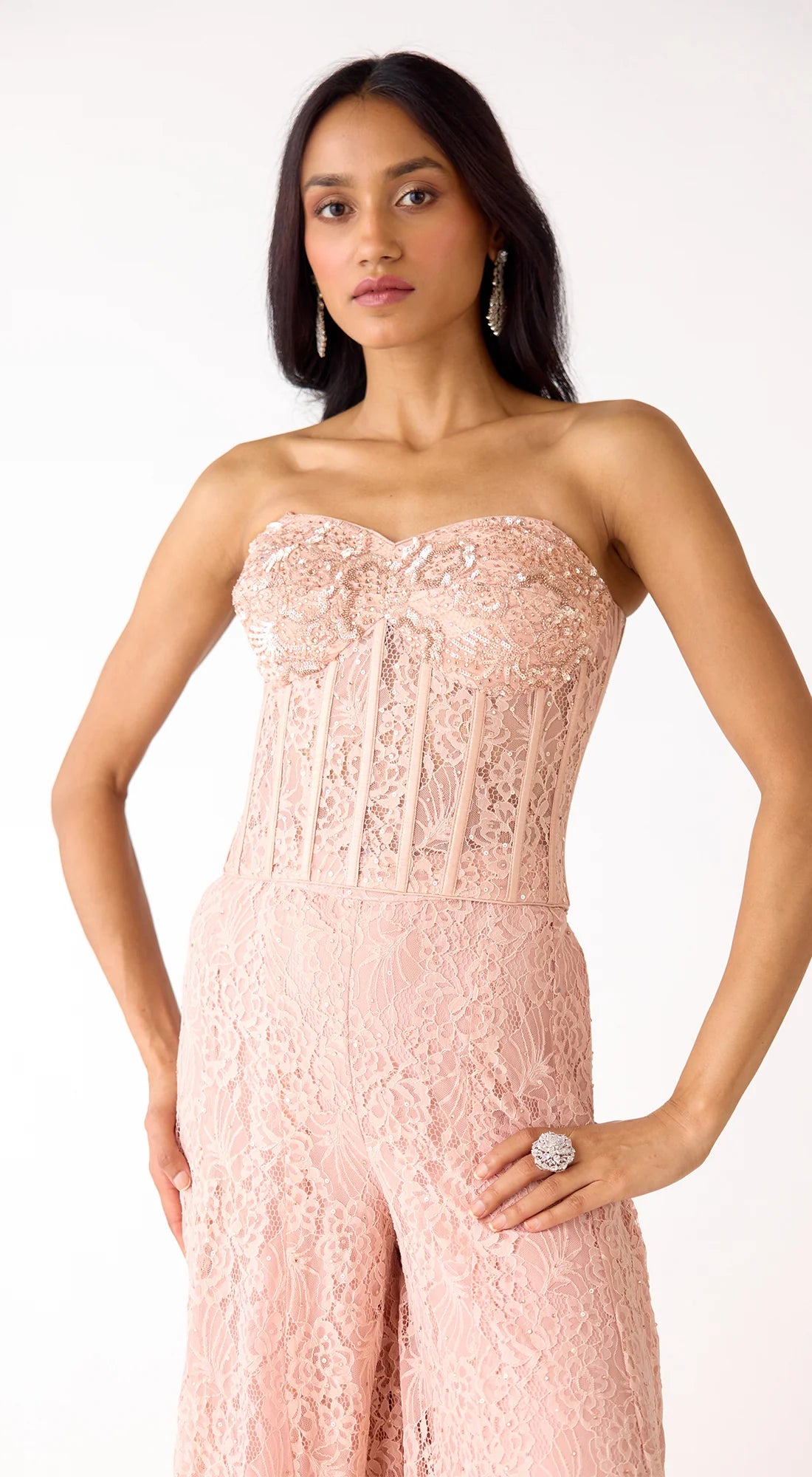 Peach corset pant set