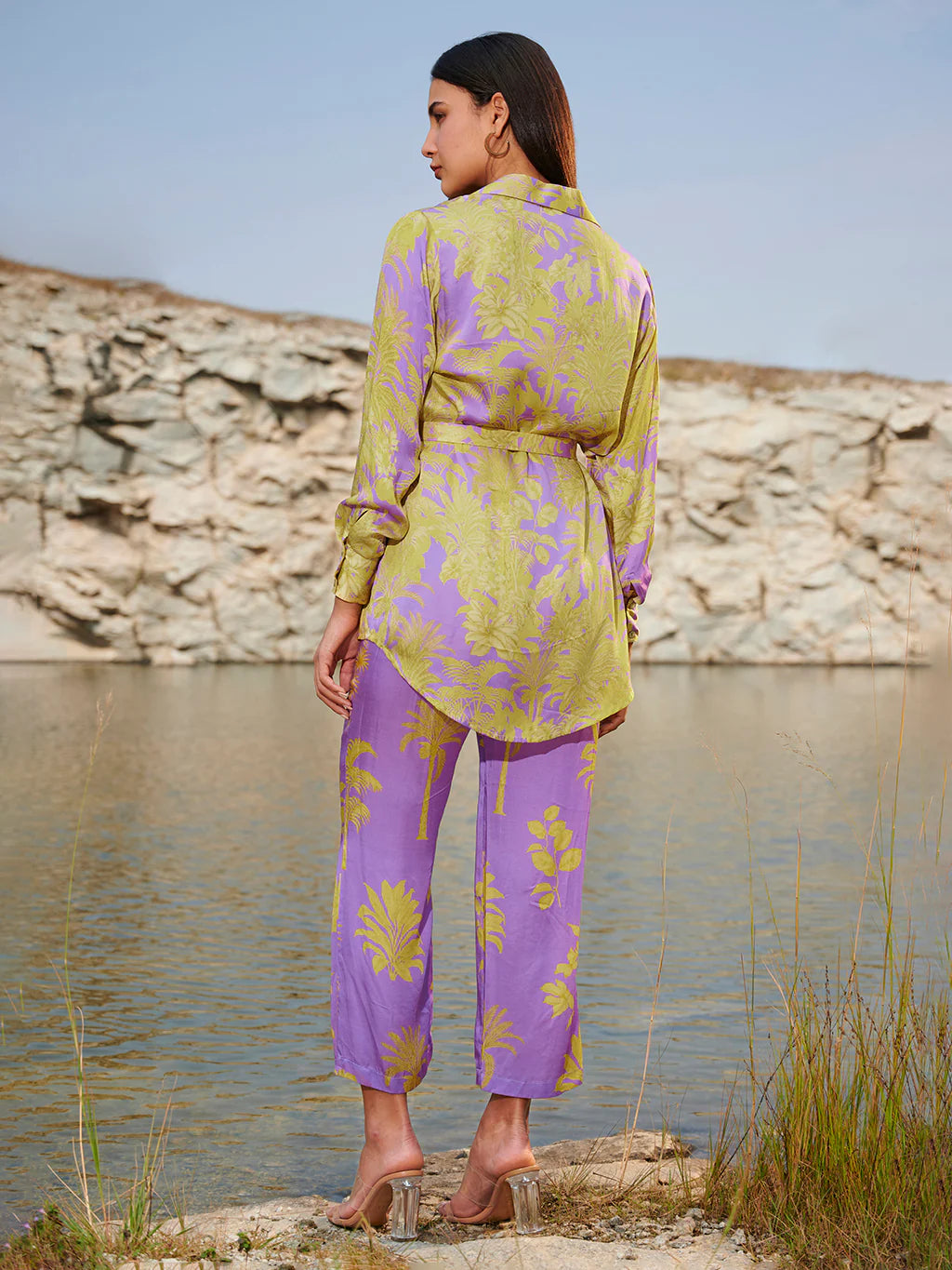 Purple yellow frosted coord set