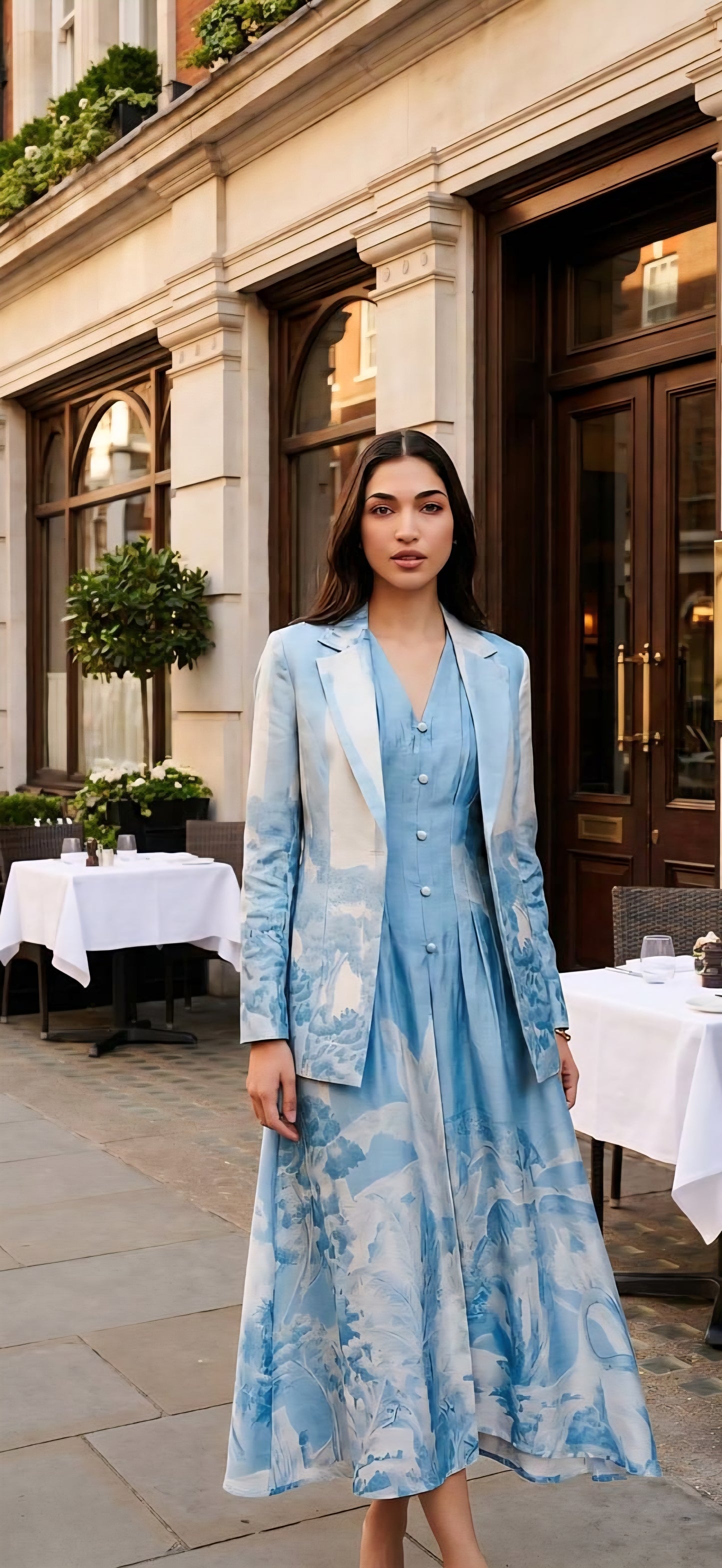 Mist Blue dress & blazer set