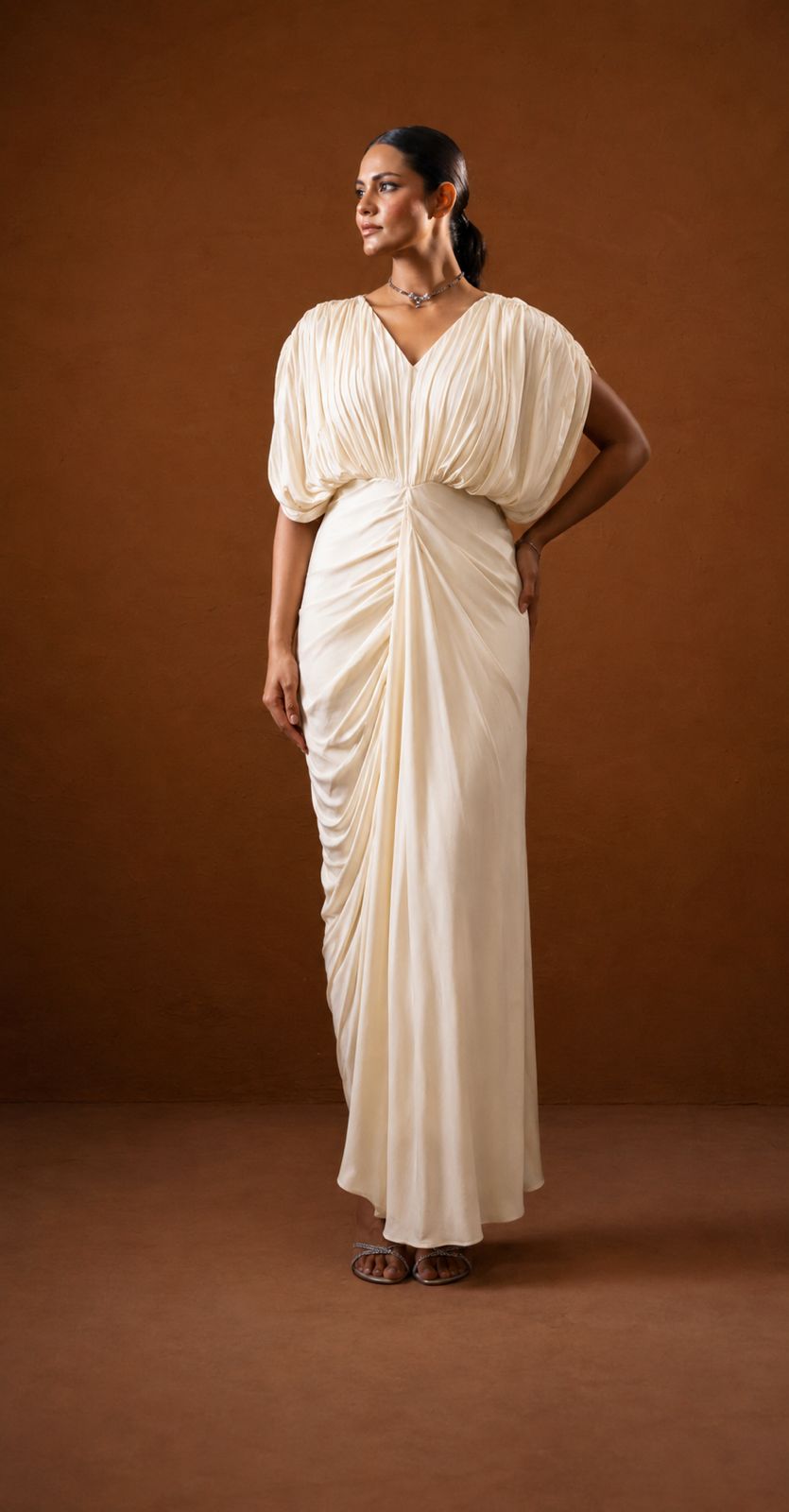 Ivory Kaftan Gown V neck