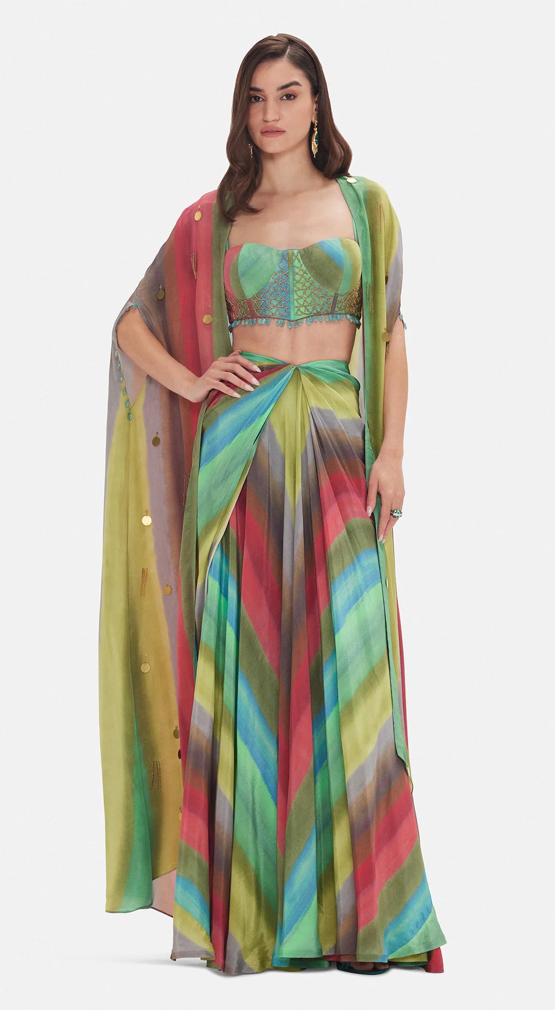 Veridian muse skirt cape set