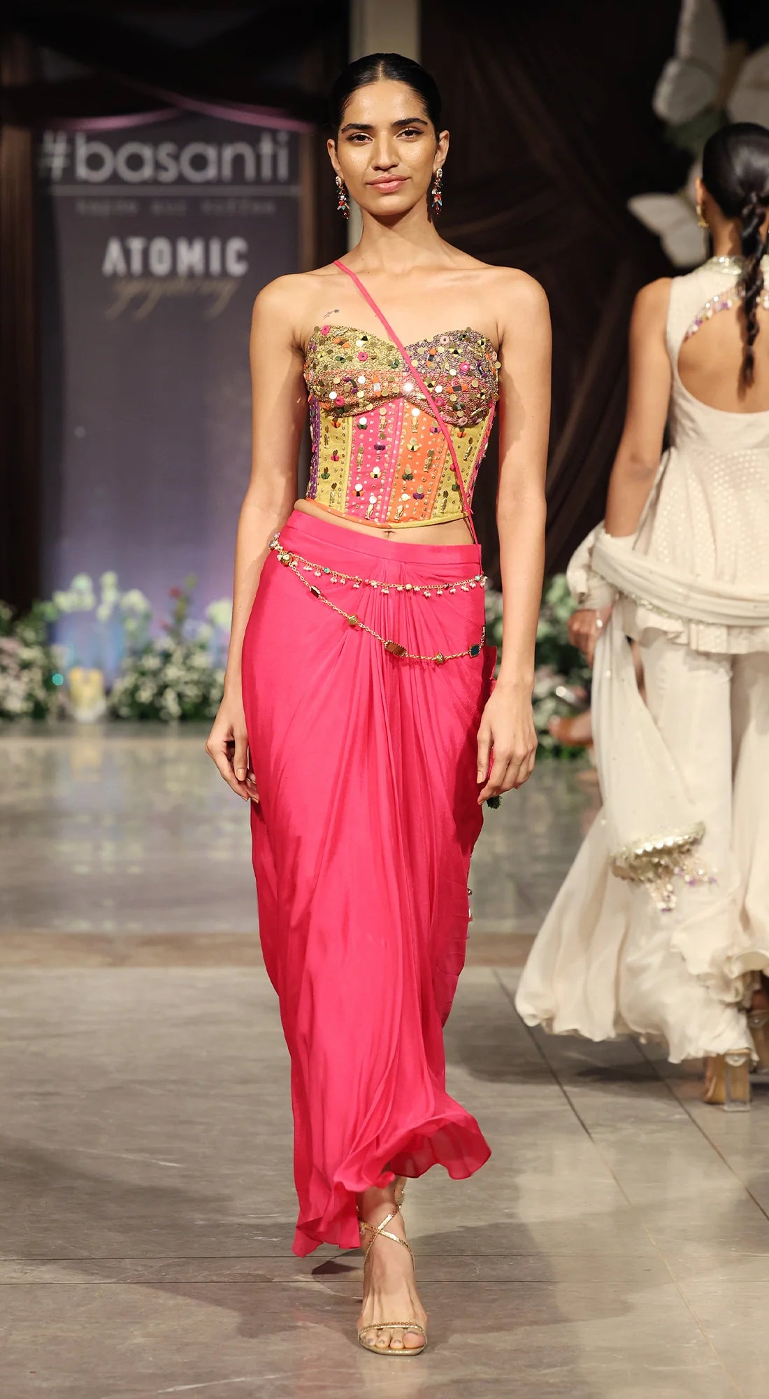 Hot pink corset skirt set