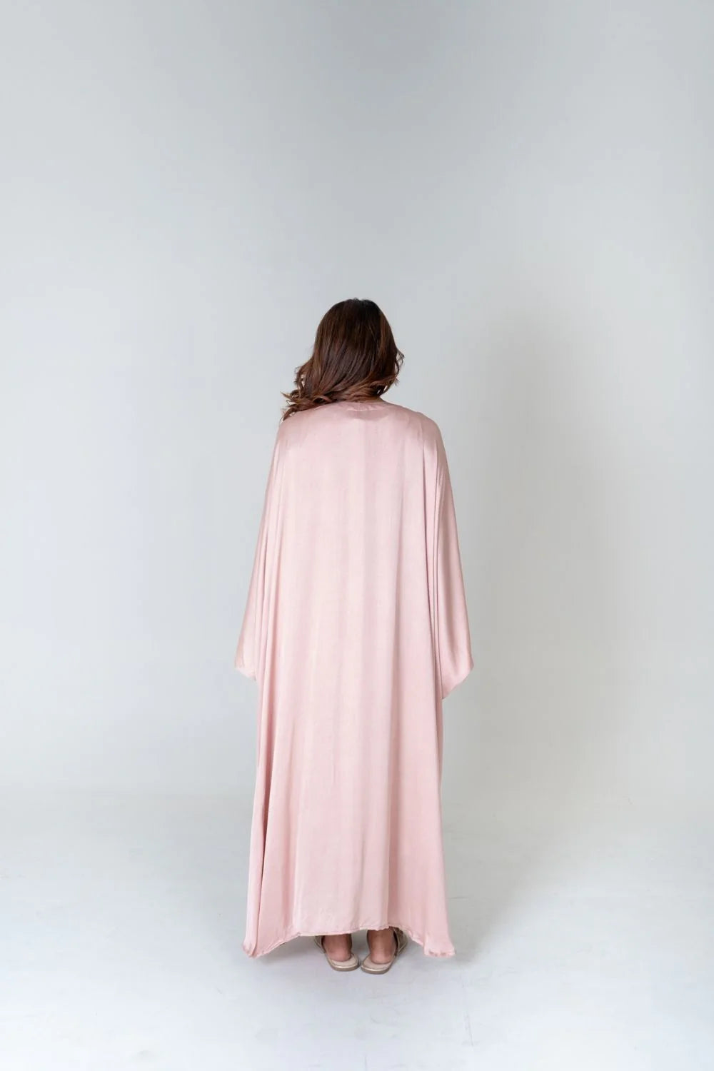 Baby pink braided long kaftan