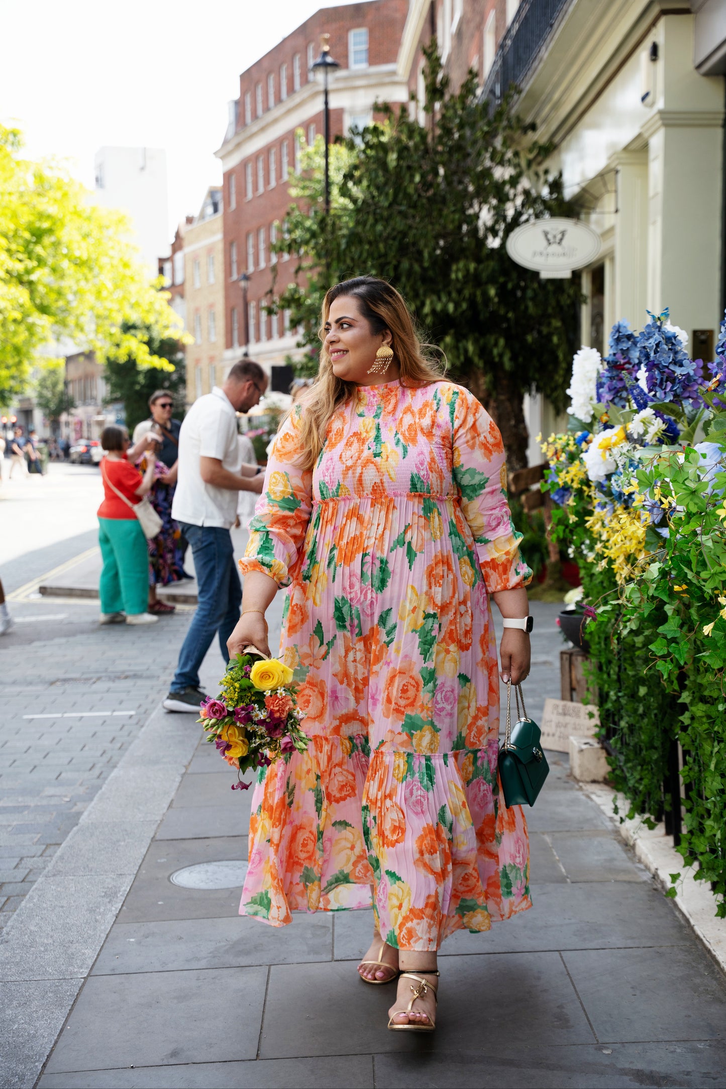 Pink fit and flare maxi dress