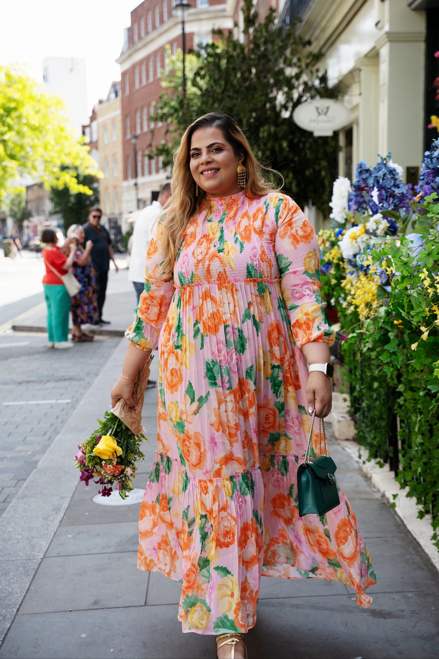 Pink fit and flare maxi dress