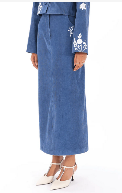 Chikankari denim skirt