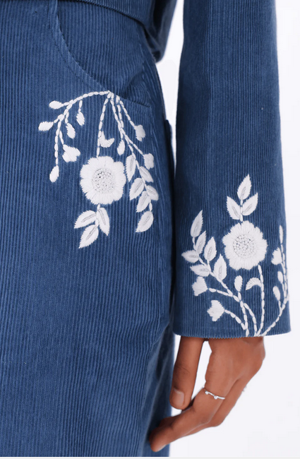 Chikankari denim skirt
