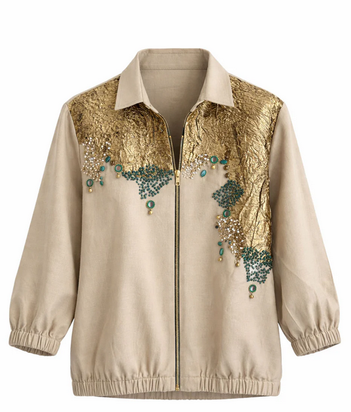 Linen shacket embroidery