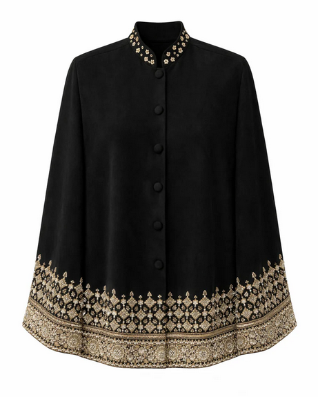 Amy black suede cape
