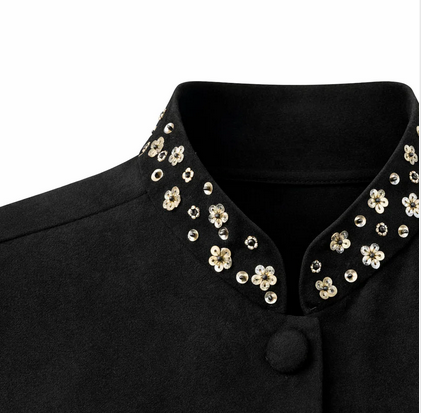 Amy black suede cape