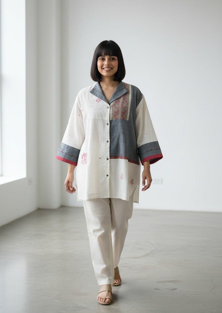 White patchwork shirt