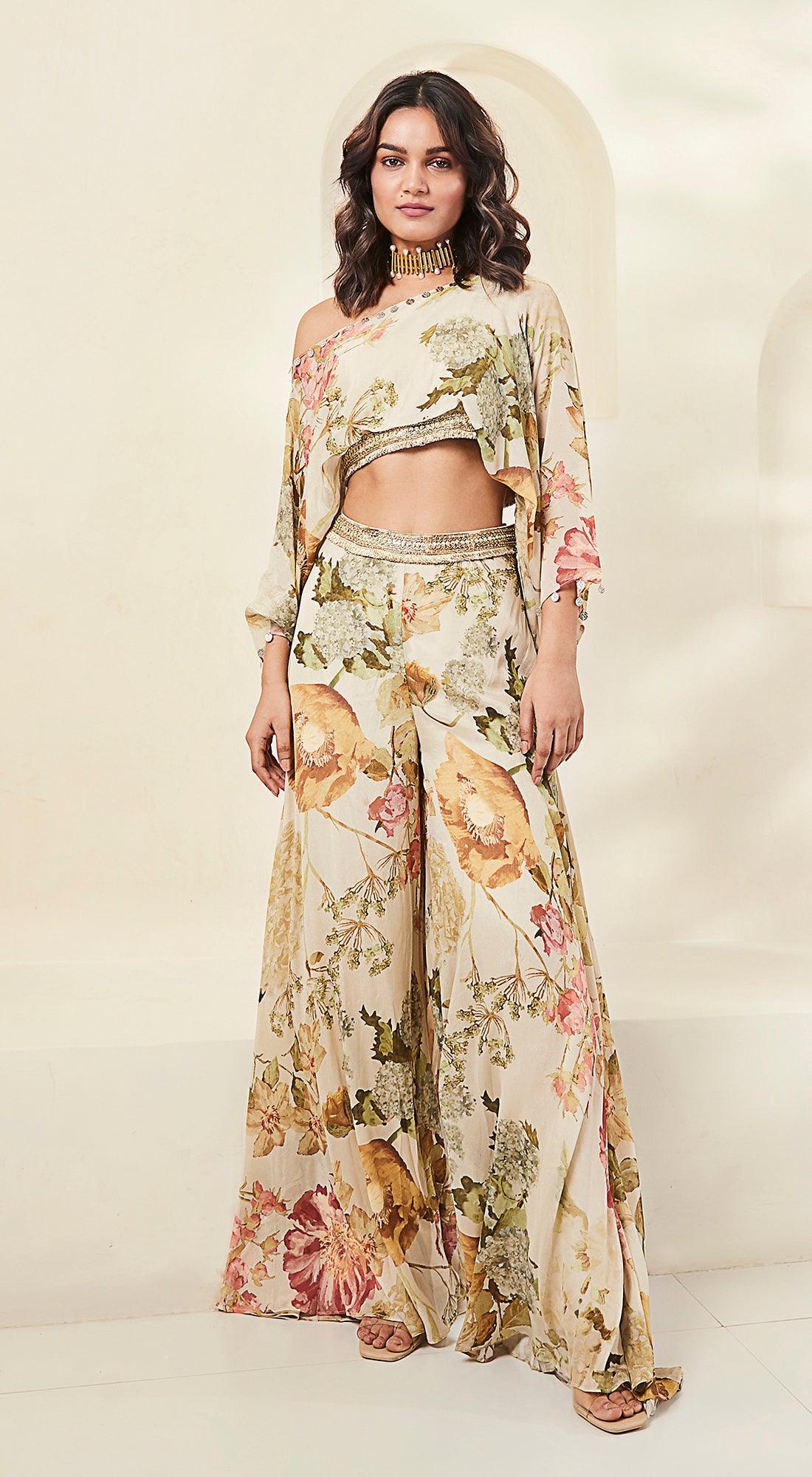 Abstract floral pant set