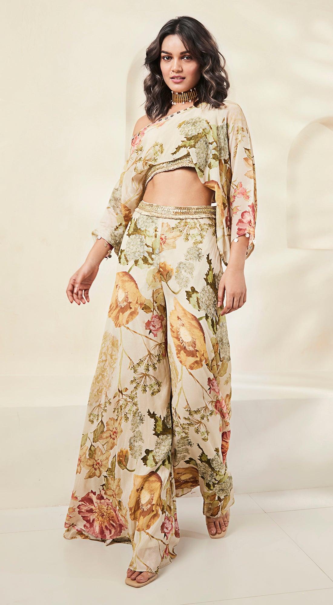 Abstract floral pant set