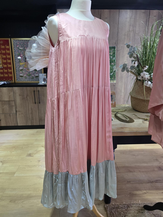 Pink grey halter dress