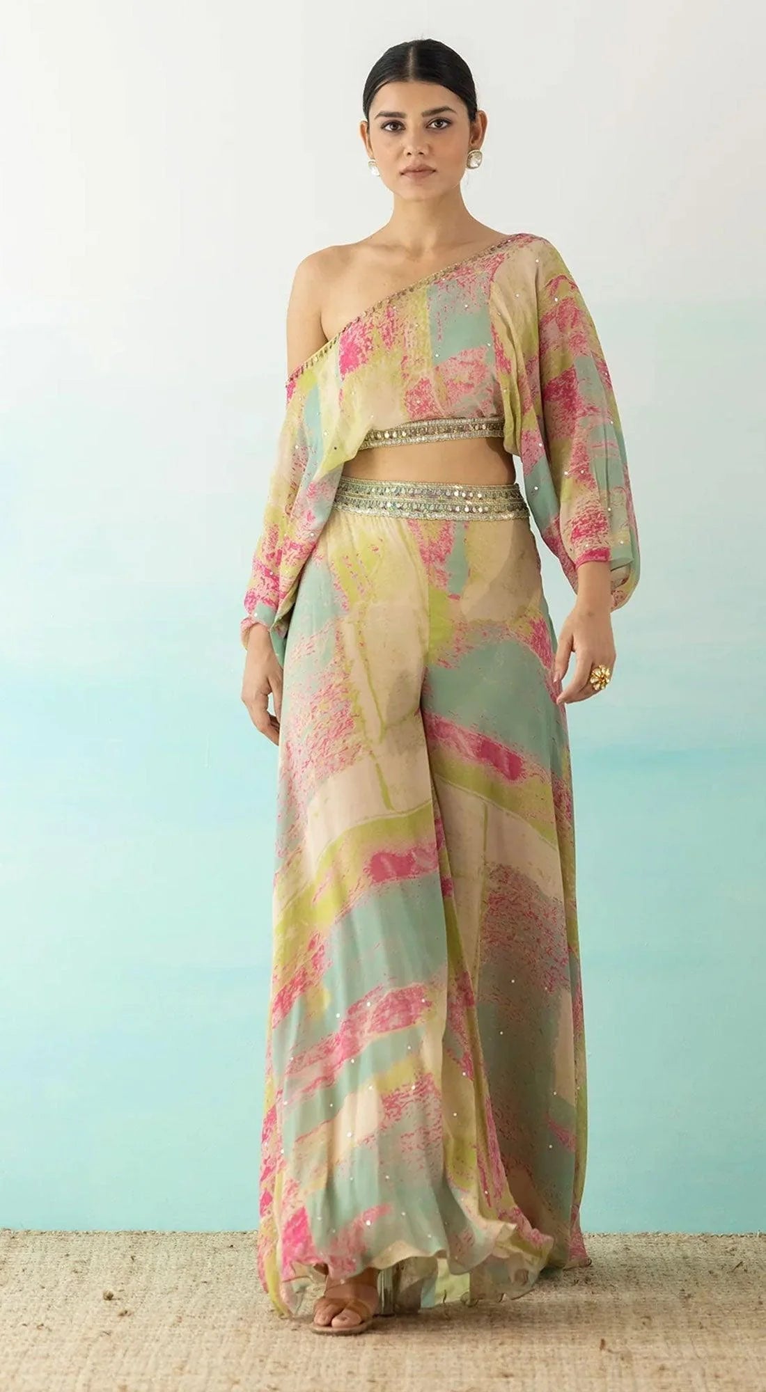 Multicolour floral pant set