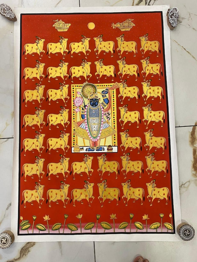 Red and gold pichwai