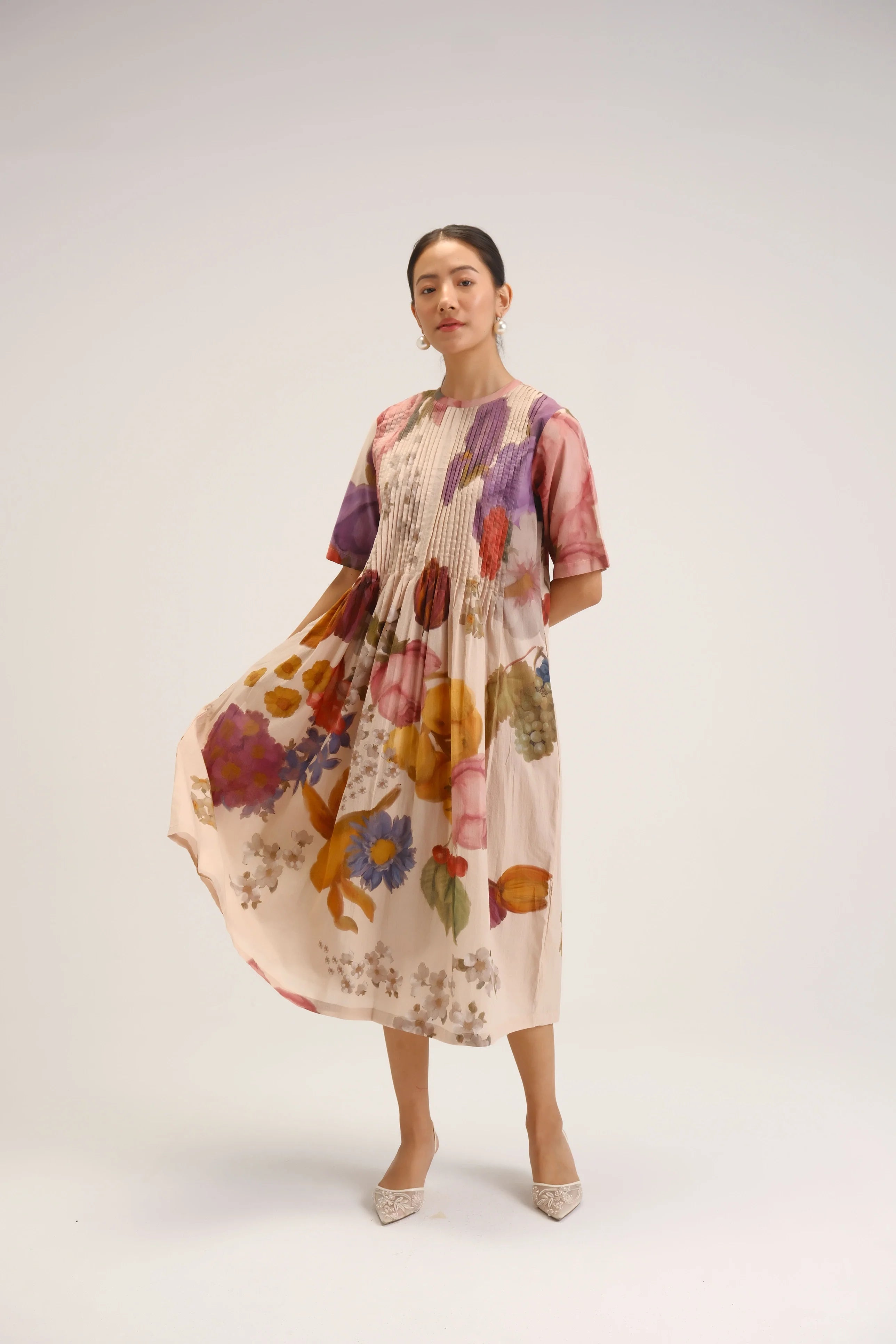 Cherimoya pintuck dress