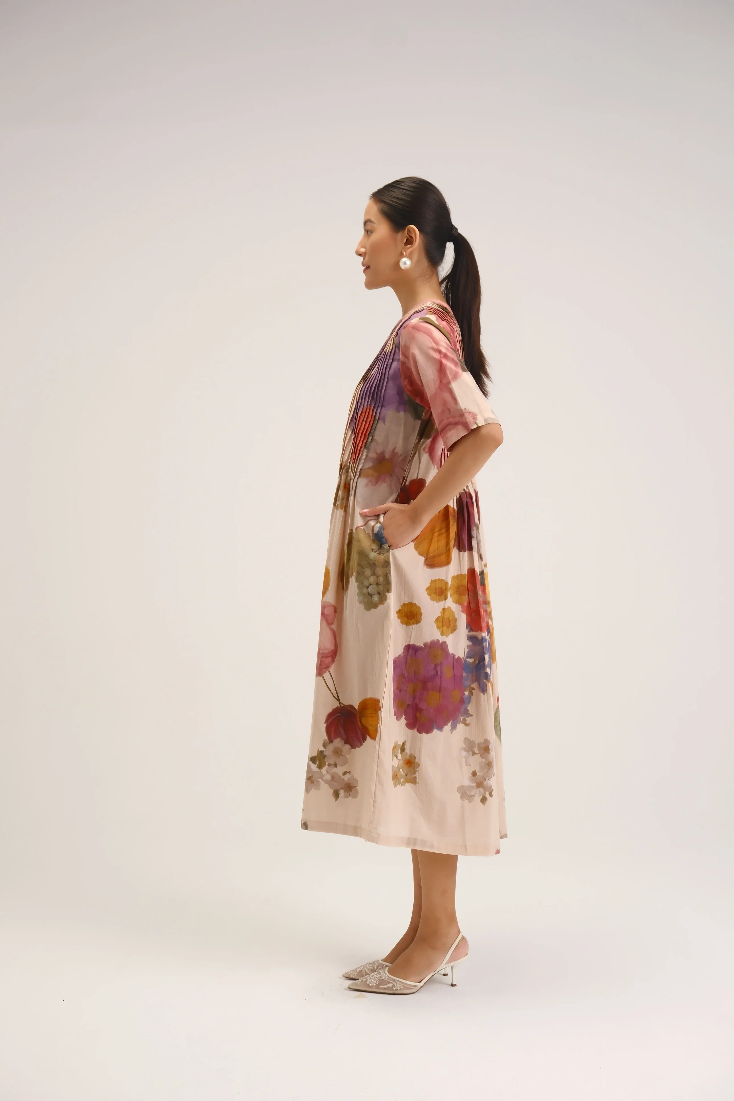 Cherimoya pintuck dress