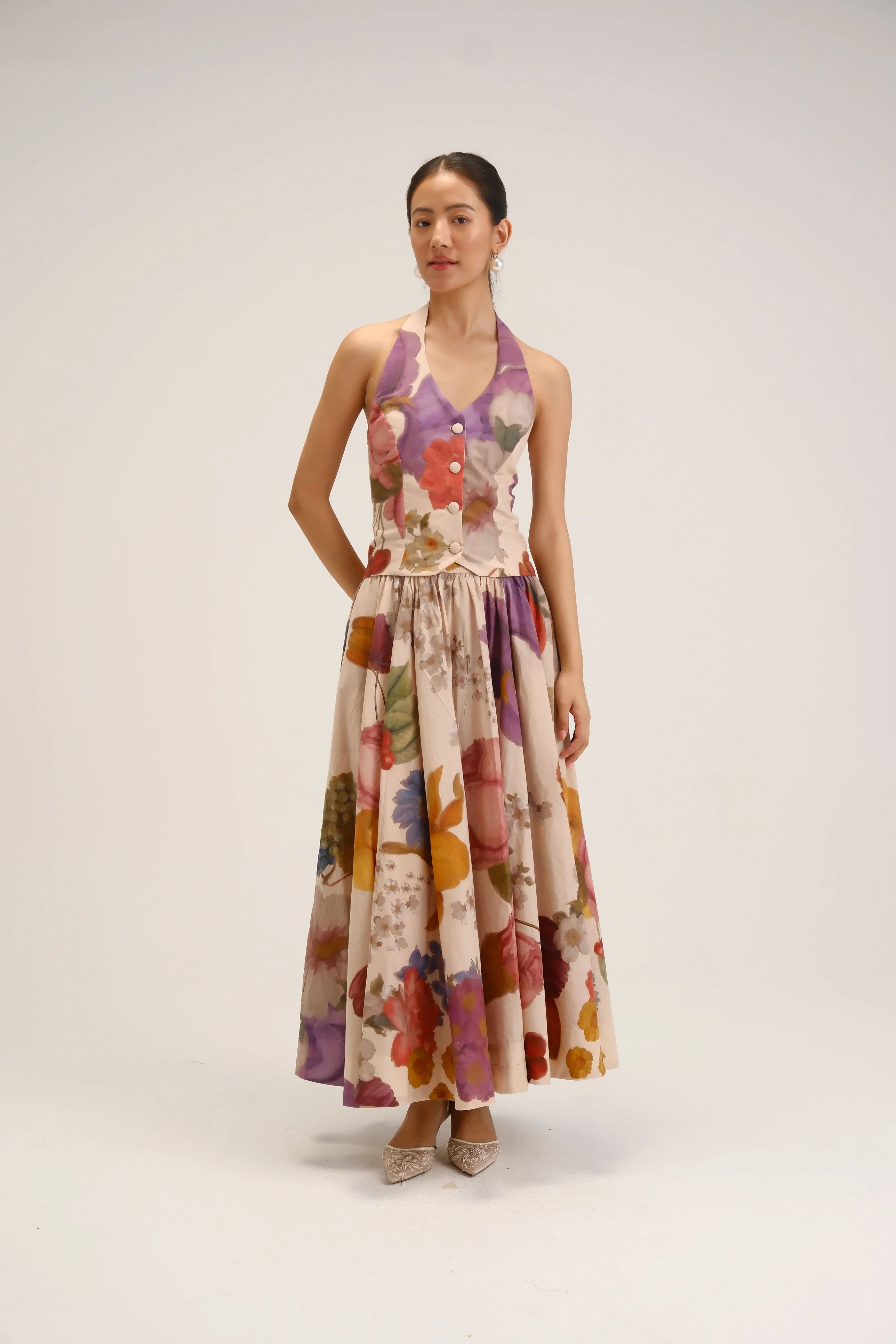 Cherimoya waistcoat skirt set