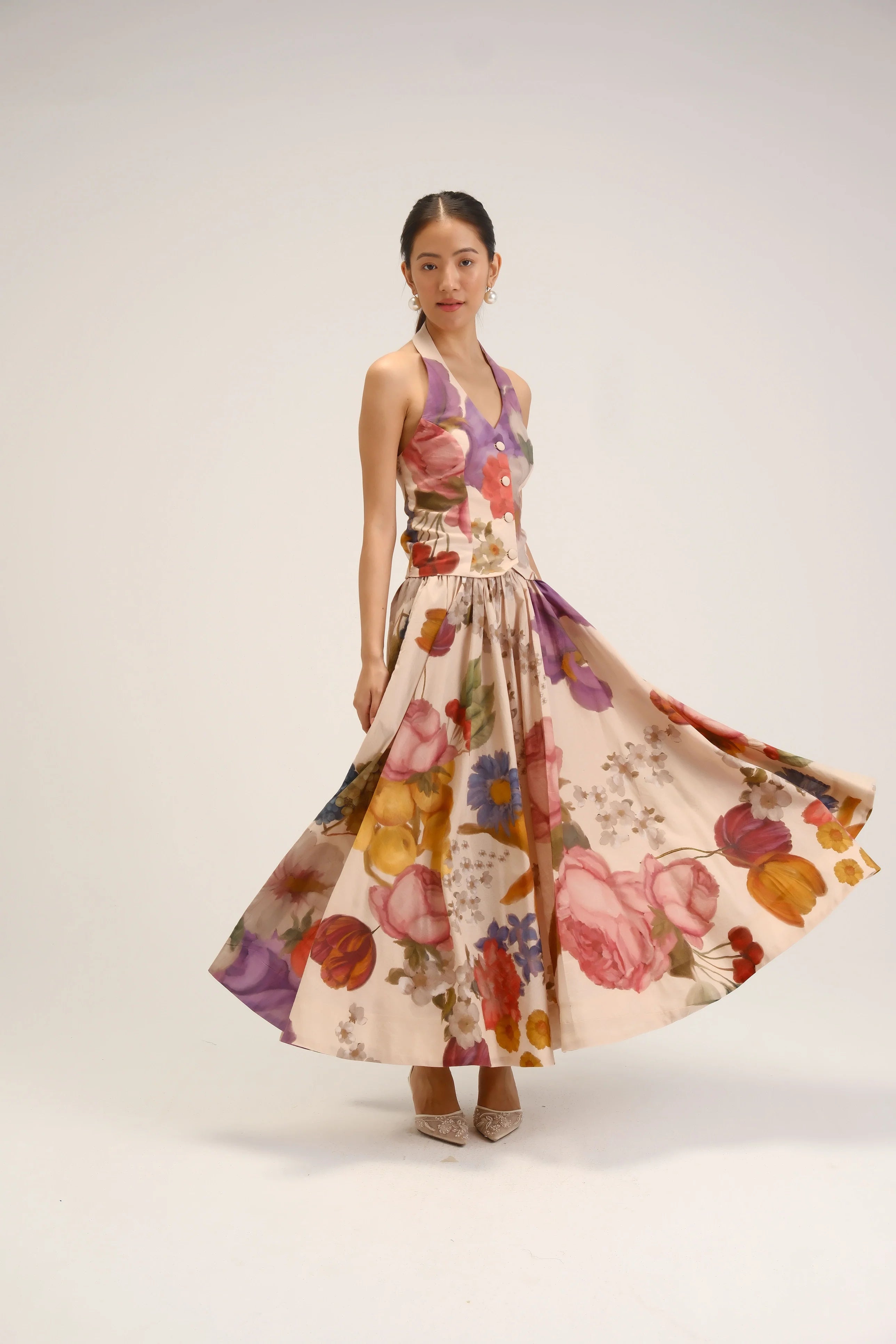 Cherimoya waistcoat skirt set